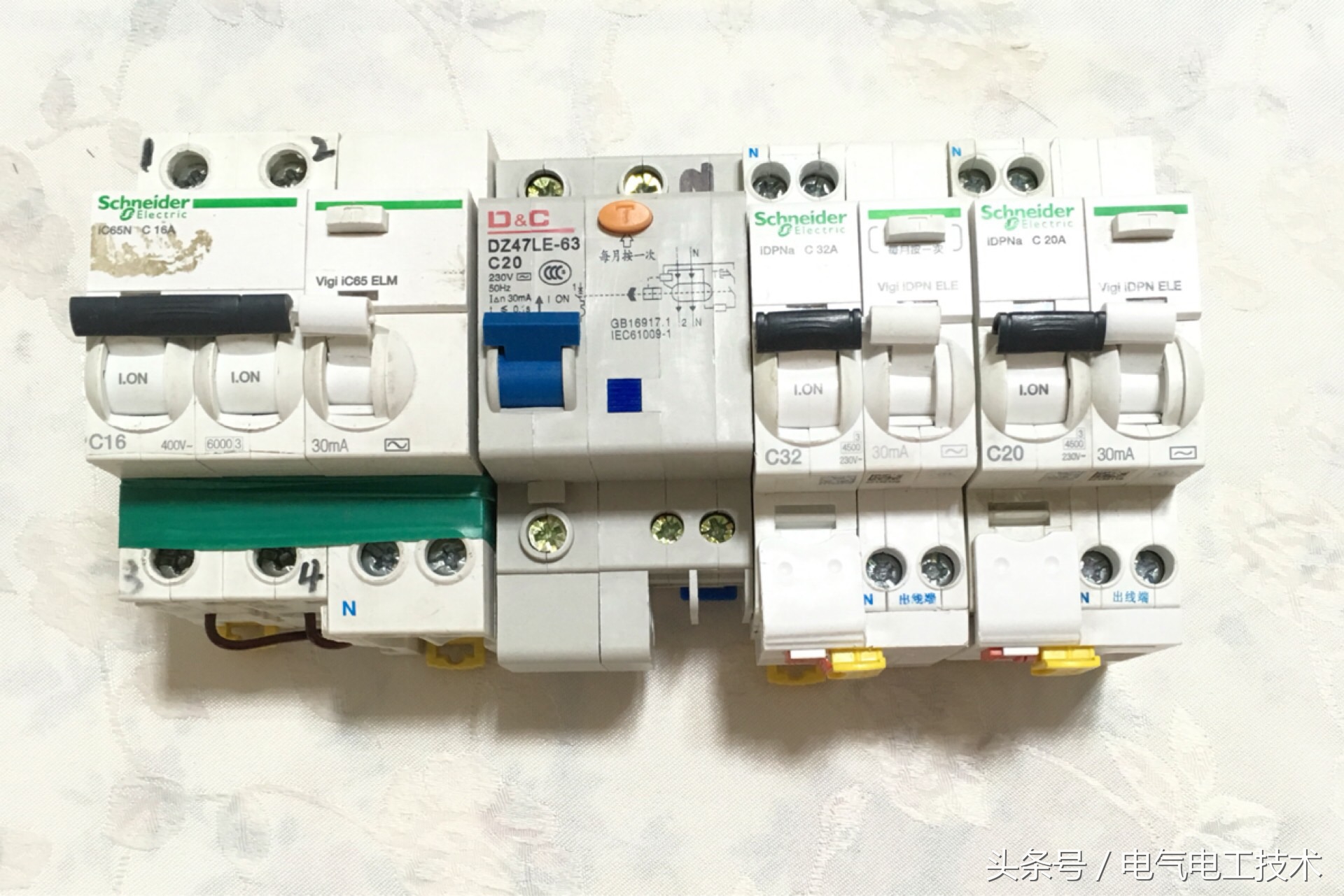 电工漏保接线,漏保左火右零接线图