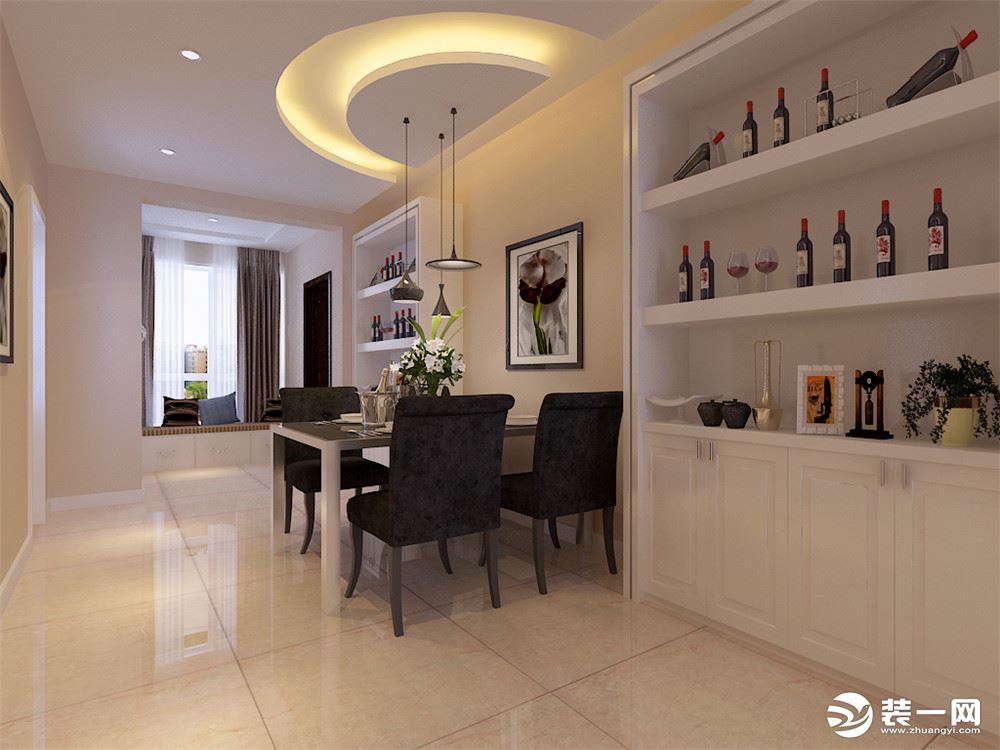 93平三室简装17万，餐厅半圆吊顶标新立异，青岛星雨华府绝无第二