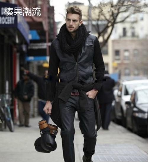 男生冬季潮流皮衣整套搭配,潮流男皮衣外套搭配