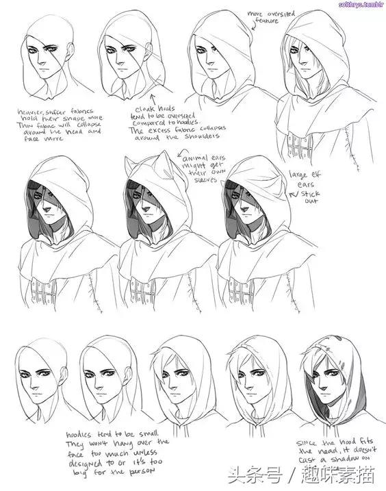 动漫人物帽子画法慢教程,各种各样的帽子画法