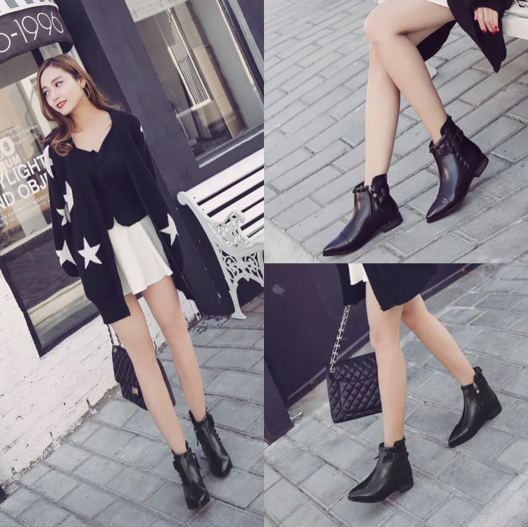 2019流行小短靴,秋季新款尖头短靴舒服百搭