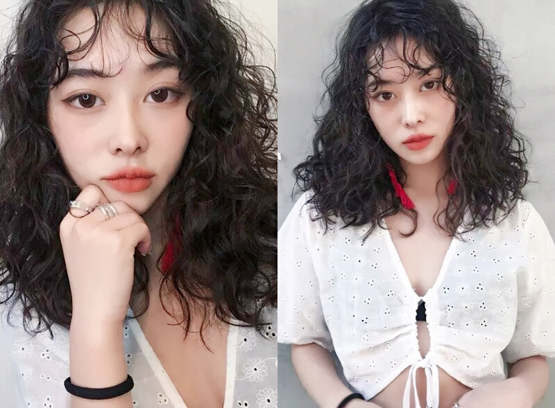 女士齐肩全头小卷烫发图片,30-40岁圆脸发型短发烫发中小卷