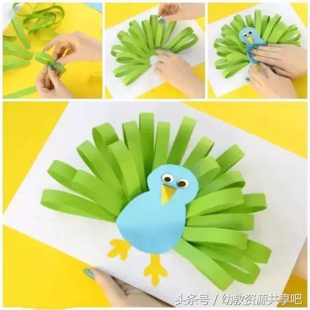 用彩色纸条制作手工卡纸,超简单卡纸手工特别好看