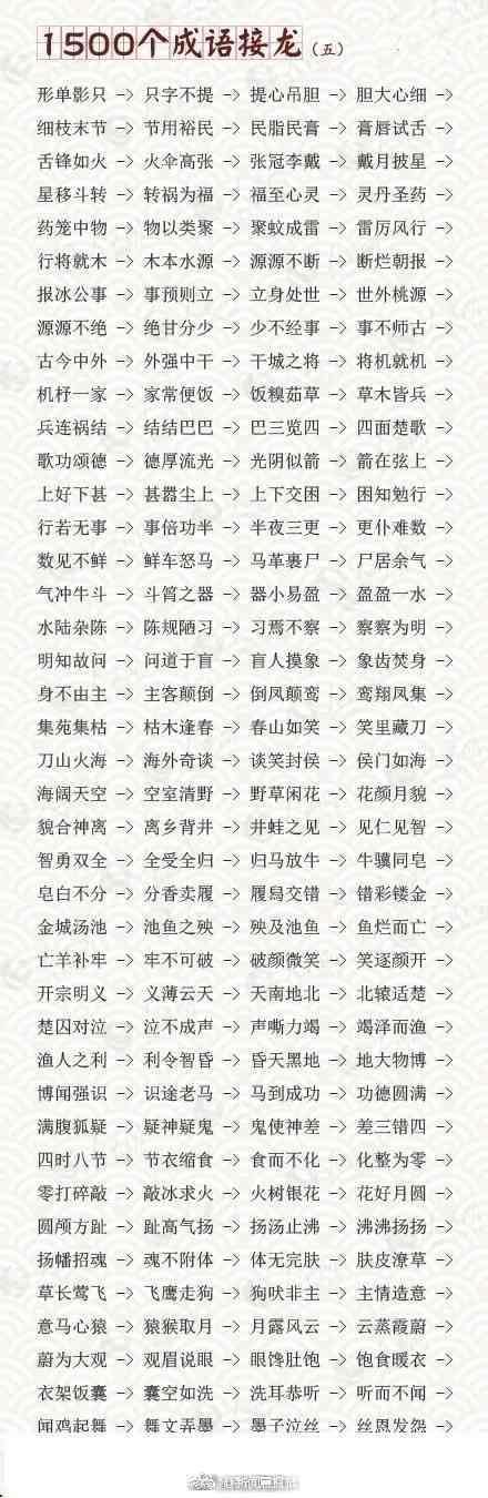 儿童必背成语接龙大全带拼音,小学生必背成语接龙建议收藏打印