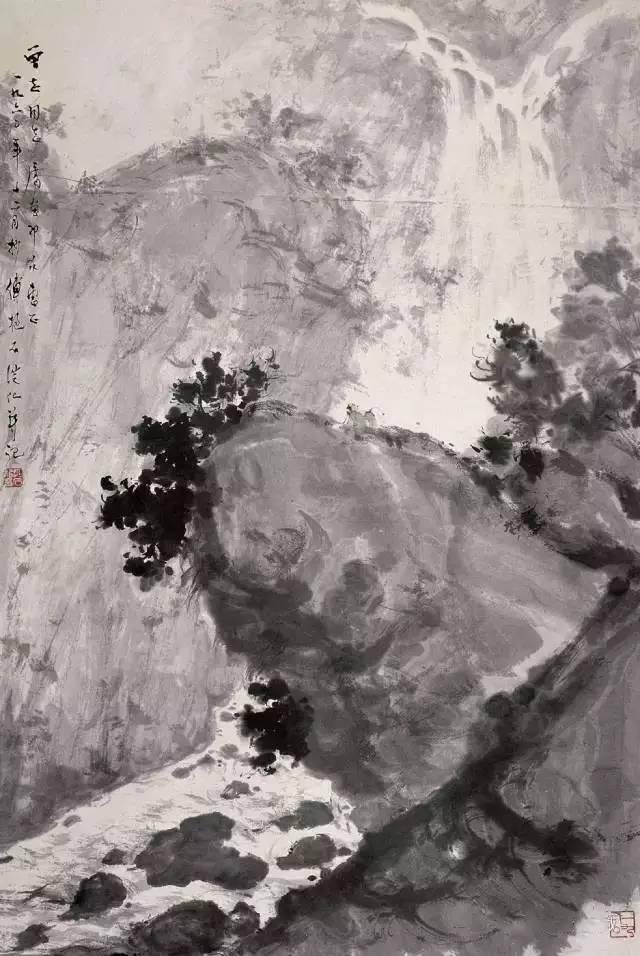 傅抱石创作国画天女散花图,傅抱石的国画作品《一望大江开》