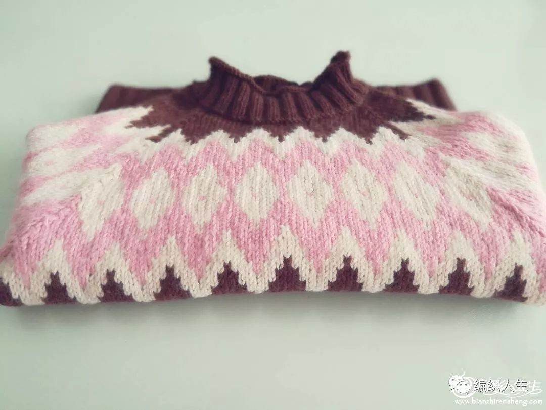 暖暖毛衣编织,儿童圆肩毛衣简单提花