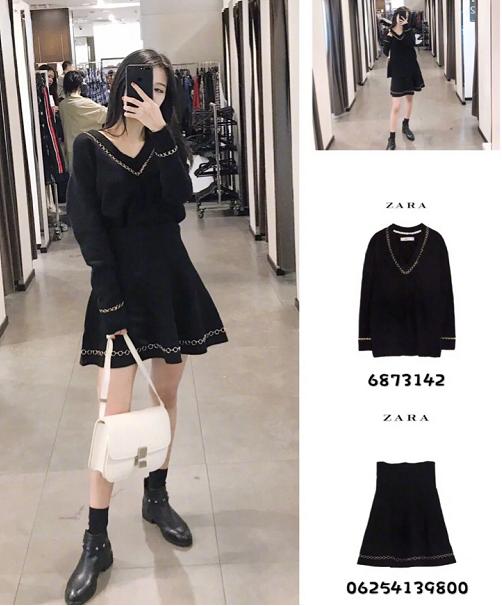 zara黑色侧面开叉针织衫短上衣,zara黑色立领针织衫大嫂同款