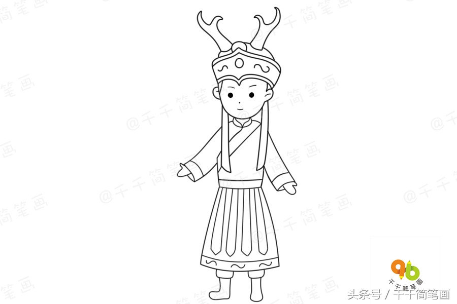 少数民族简笔画服饰怎么涂色,最具代表的民族服饰简笔画