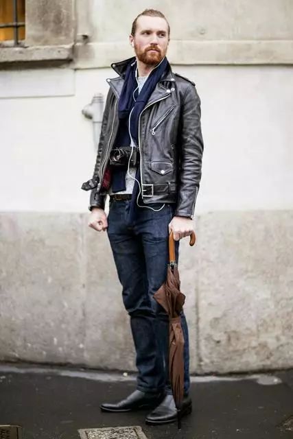 网红同款男装冬装皮衣夹克混搭,软质洋装皮衣混搭个性风不失时尚