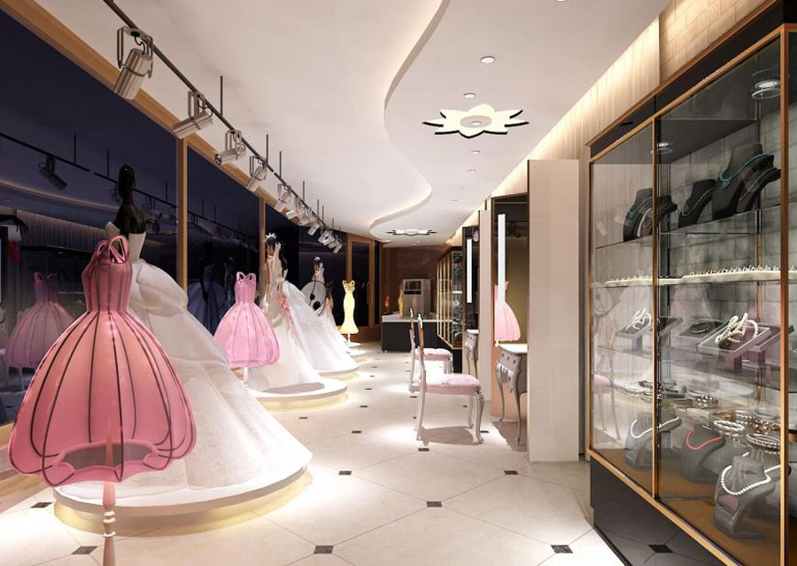 婚纱店专卖店设计效果图,婚纱店铺设计效果图