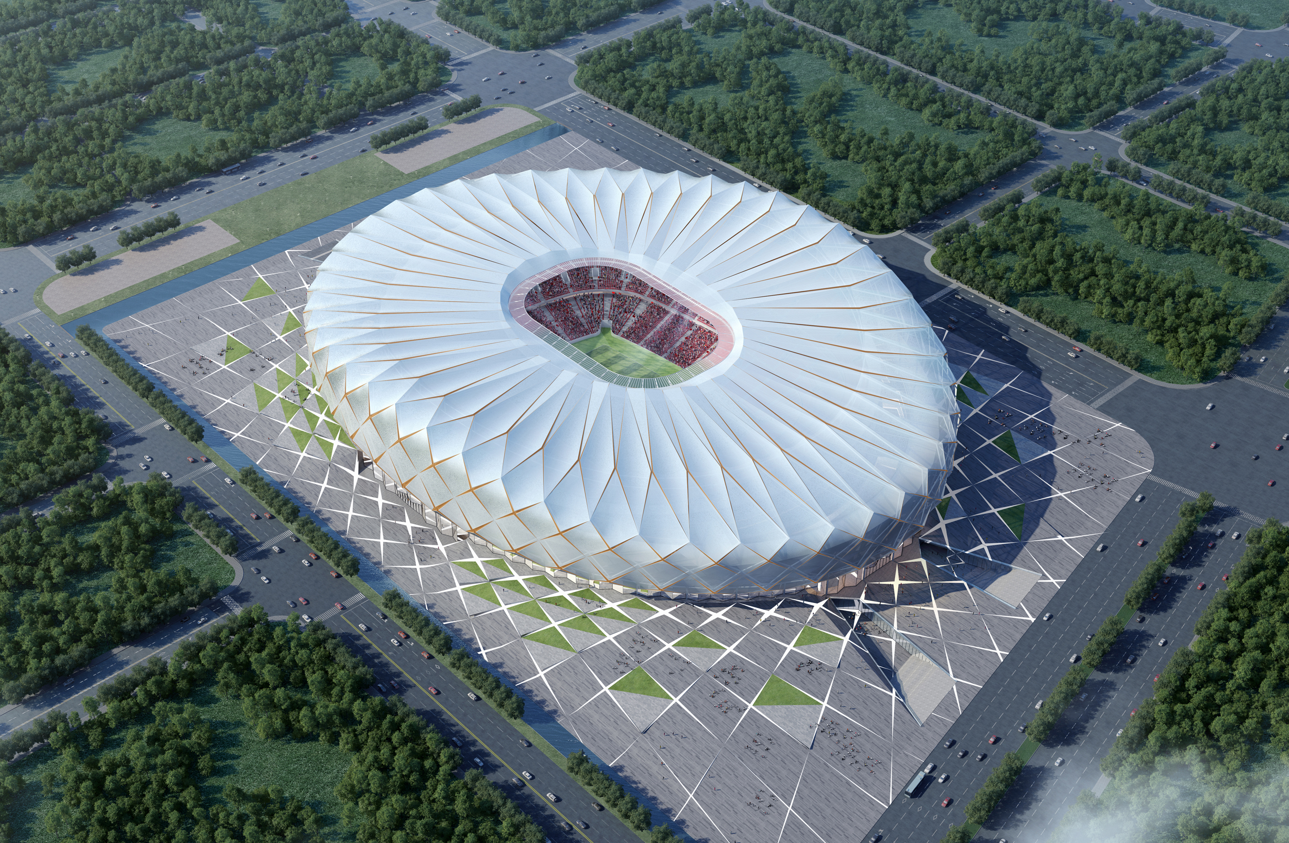 外国评论恒大球场全新设计方案,恒大球场设计