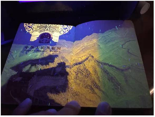 护照上面蓝色防伪照片效果,各国护照上的精美光学全息防伪图