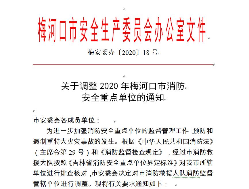 梅河口市消防列管二级消防安全重点单位、火灾高危单位名单公布