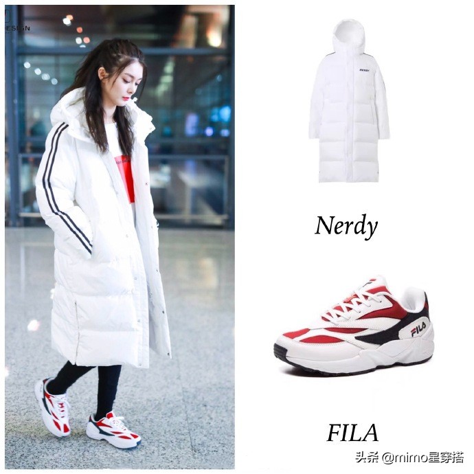 傅菁长发穿蓝色棉服,傅菁穿搭羽绒服