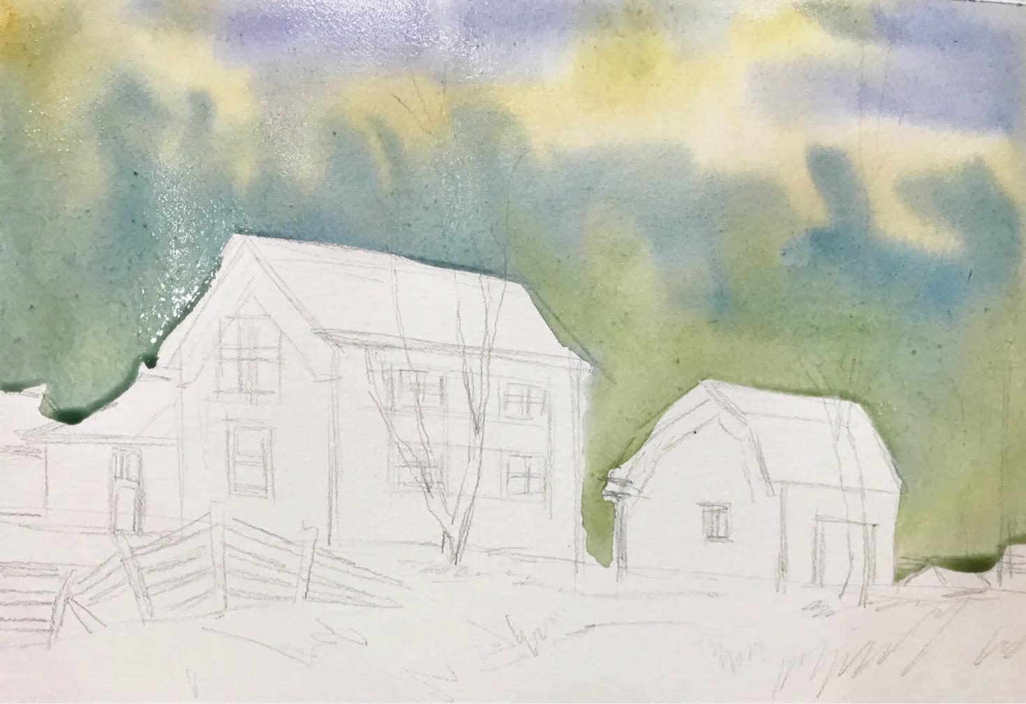 水彩乡村风景画,乡村风景水彩图片大全