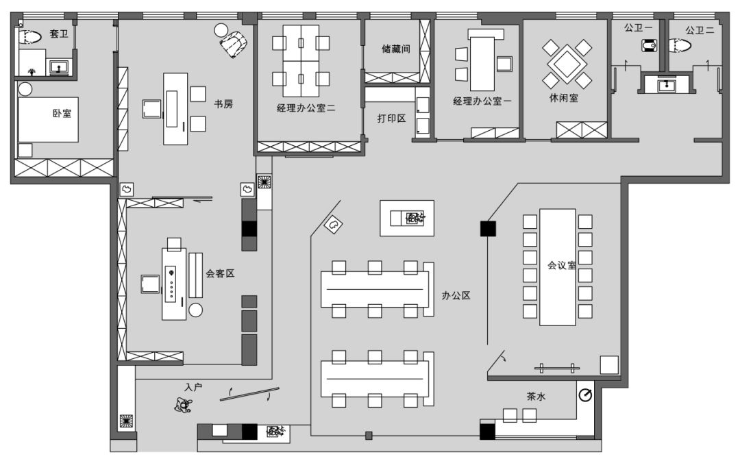现代东方的极简碰撞，构建300m²办公会所