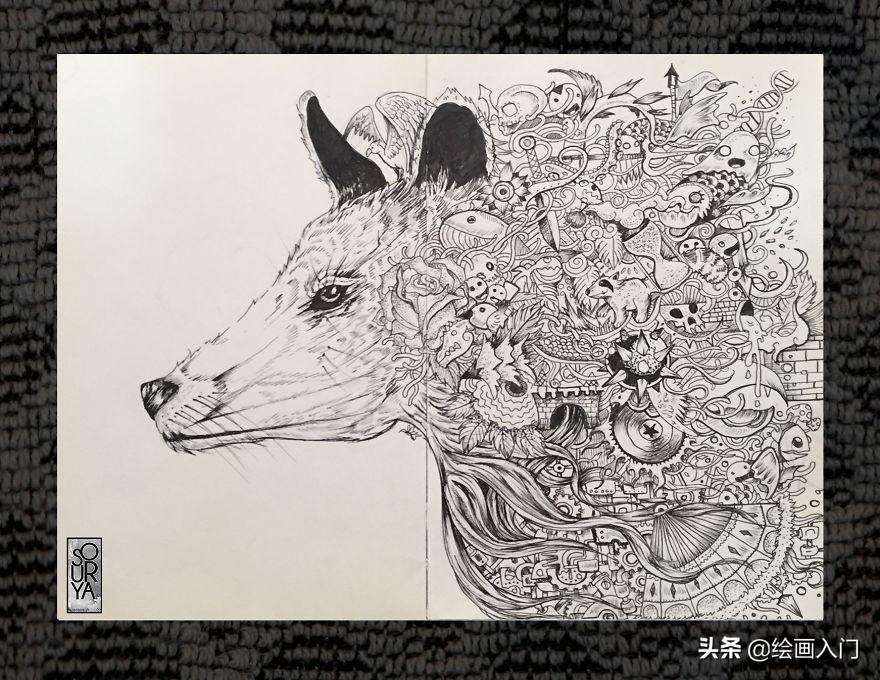 黑白创意手绘插画花素材,黑白创意艺术插画图片