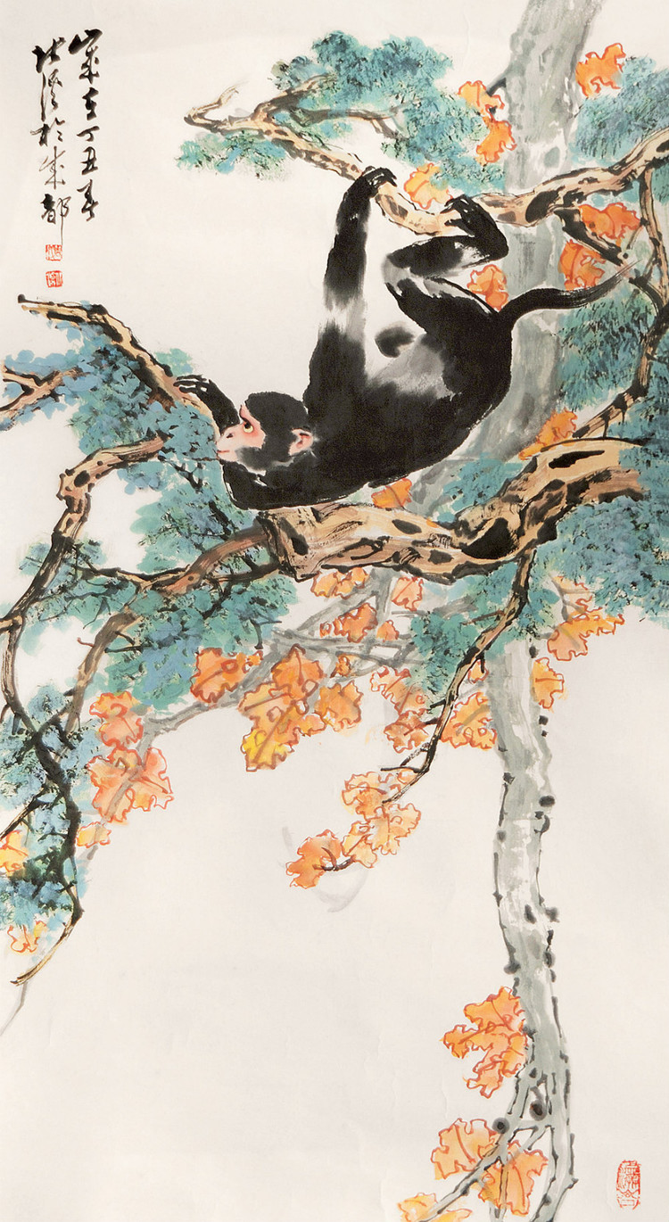 他画的猴子带有人情味,人们送他一个外号“蜀中美猴王”