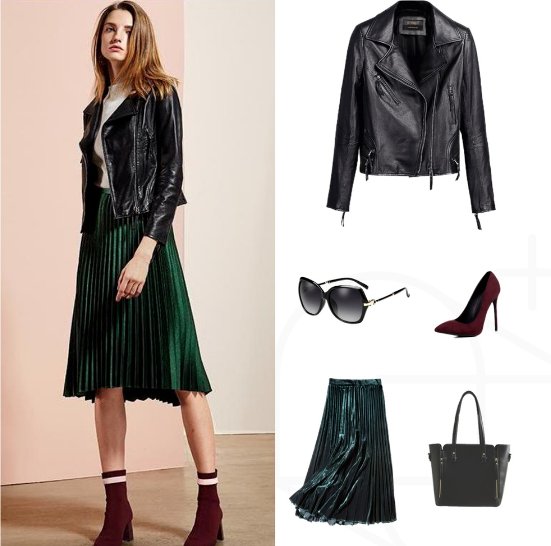 翻领皮夹克经典搭配,皮夹克怎么搭配更好看