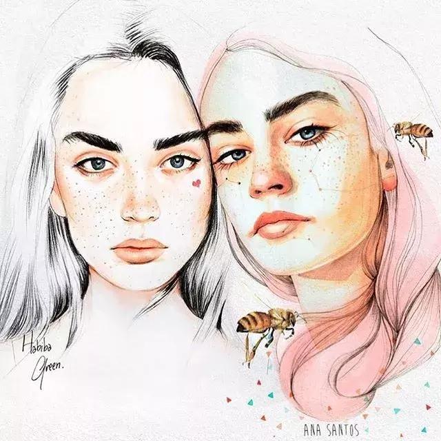 淡淡的彩铅插画，好迷人、性感