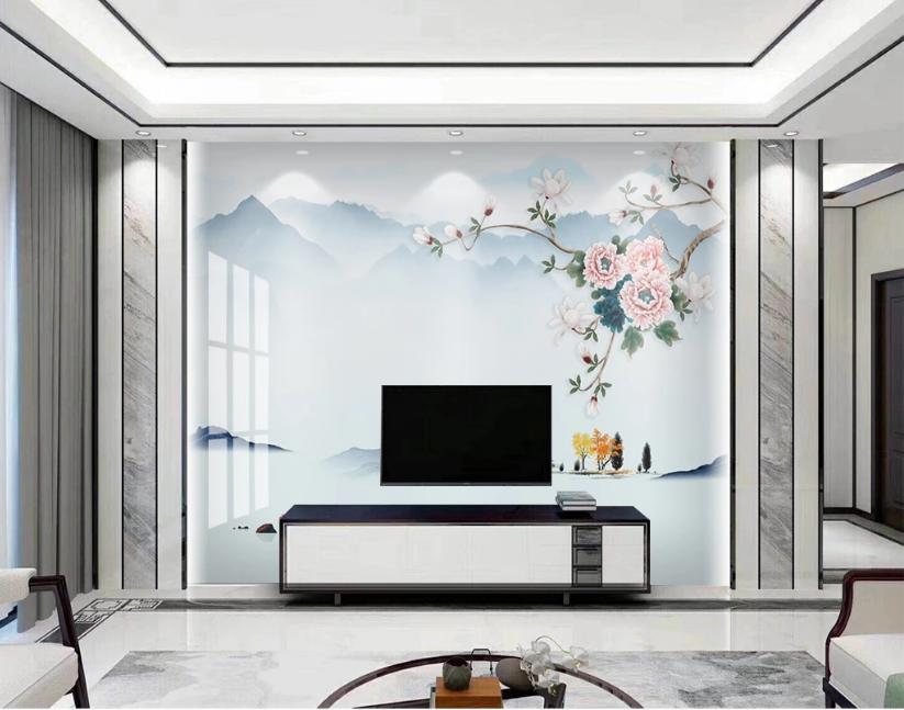 现代简约装修风格石材电视背景墙,石材瓷砖背景墙效果