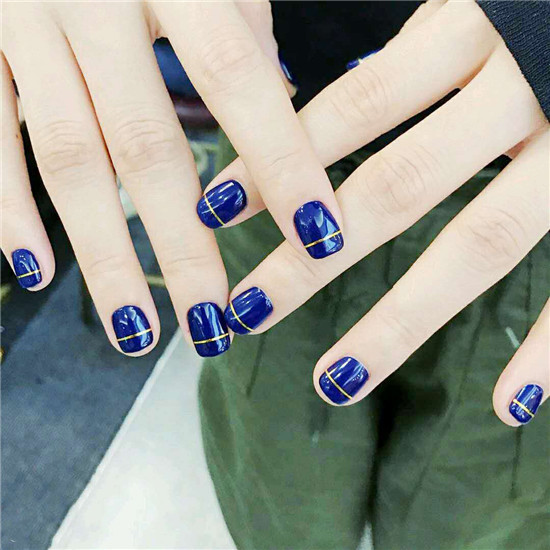 进巍美甲作品,宝蓝美甲款式图片