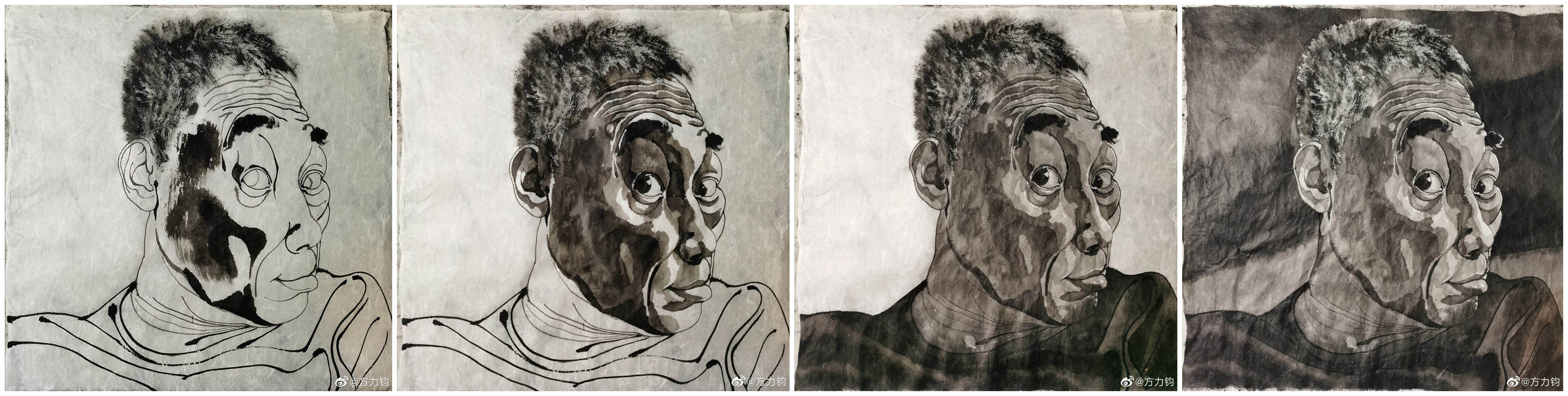 方增先水墨人物画作品欣赏图文,方力钧画自然风景