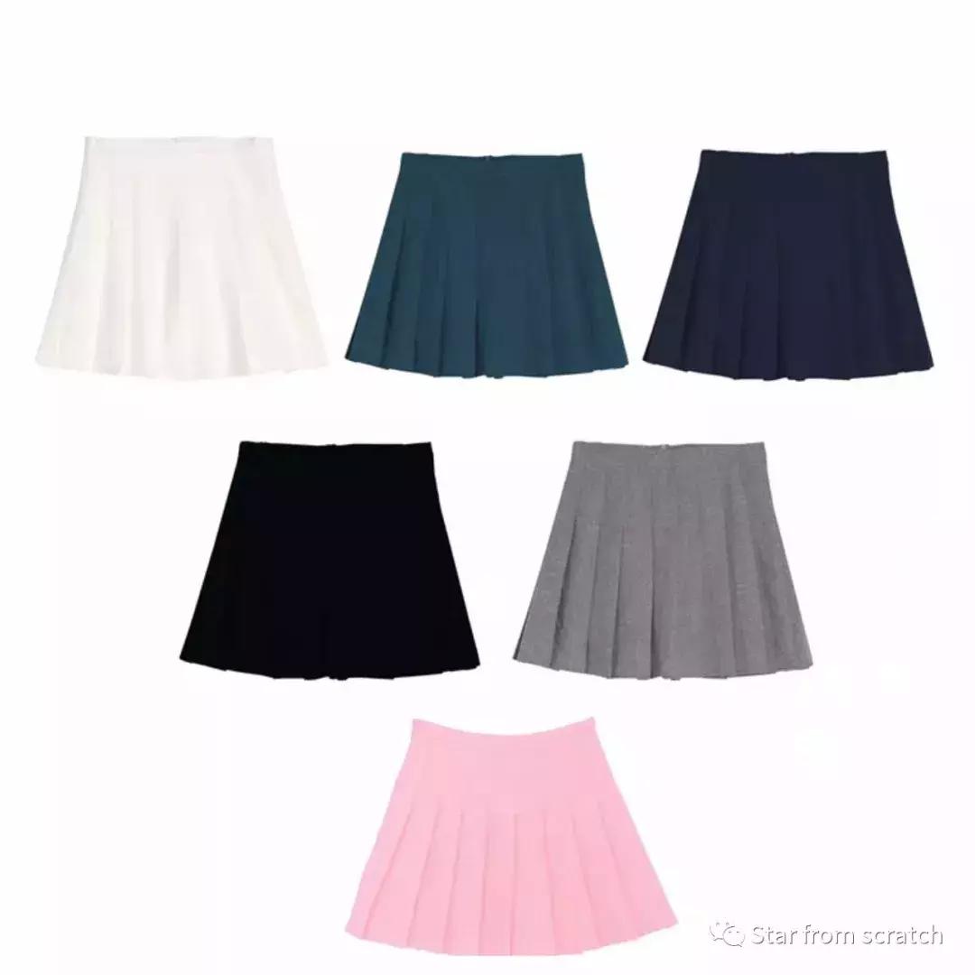 韩系穿搭百褶裙搭配裤子,白色百褶裙女团风穿搭