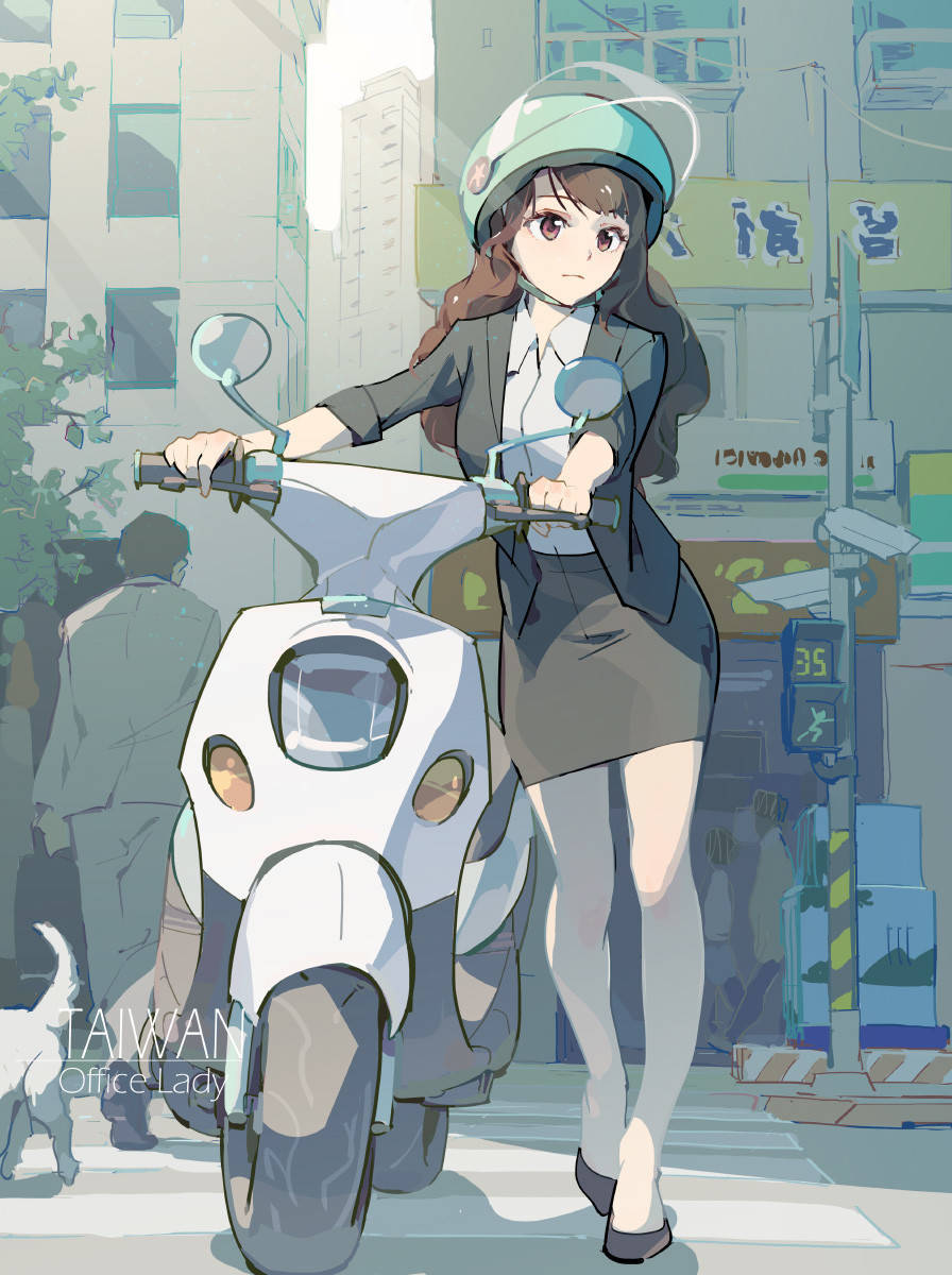 台湾OL女郎的上班日常：抹口红、买奶茶，骑着摩托赶上班也很美