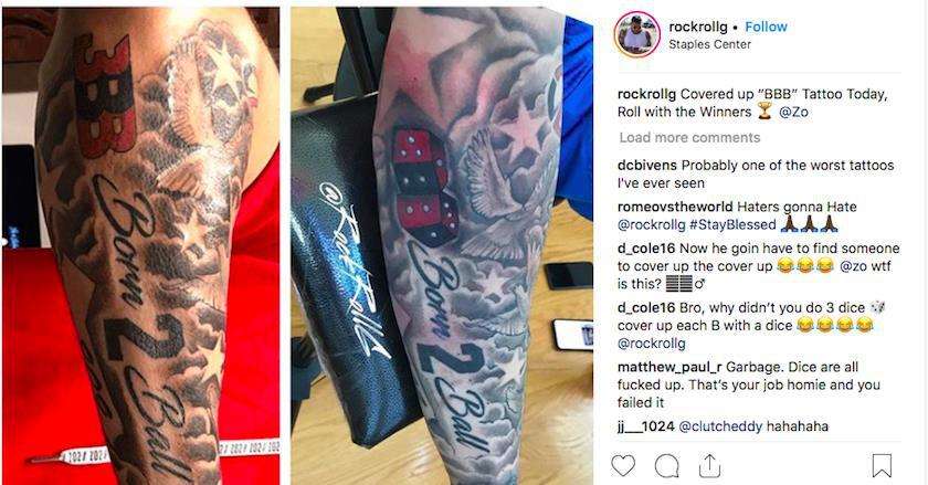 球哥纹身花臂,球哥纹身被发现