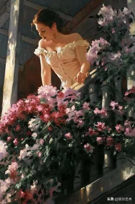 现代艺术油画中的美人,阳光美少女图片绘画