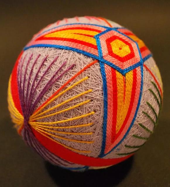 红底樱花手鞠球编织视频,大唐手鞠球编织教程