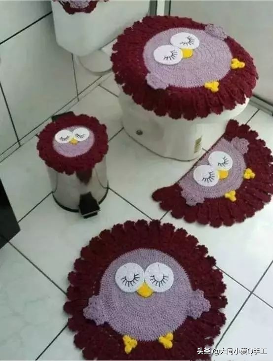 钩针马桶垫图片大全,钩针编织卫生间地垫