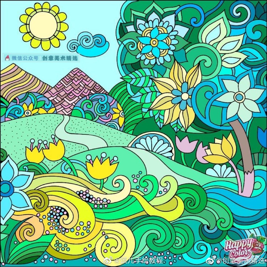 色彩简单装饰画美术作品,色彩组合画构成