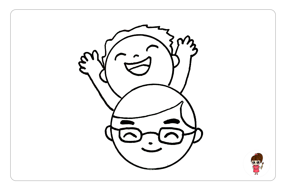 父亲节快乐的手抄报简笔画,孙子祝爷爷父亲节快乐的简笔画