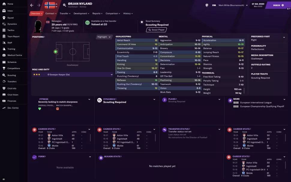 fm2021各位置最强球员排行,fm2021自由球员