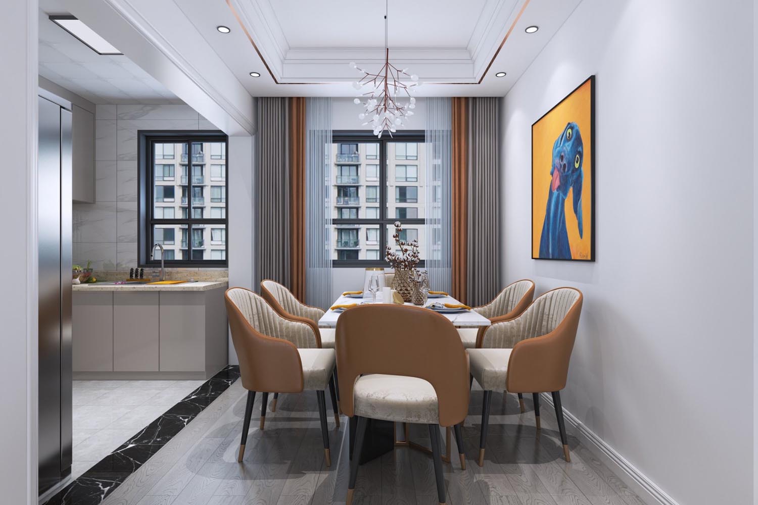 一百平极简轻奢风,99平米小三室轻奢风