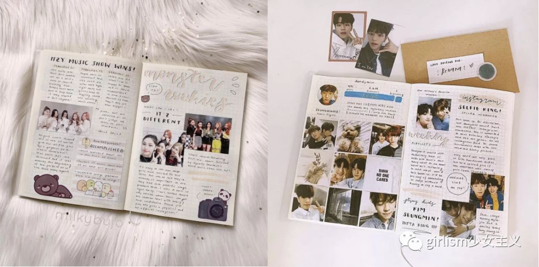 少女色系手帐素材,少女风格简单手帐教程用贴纸