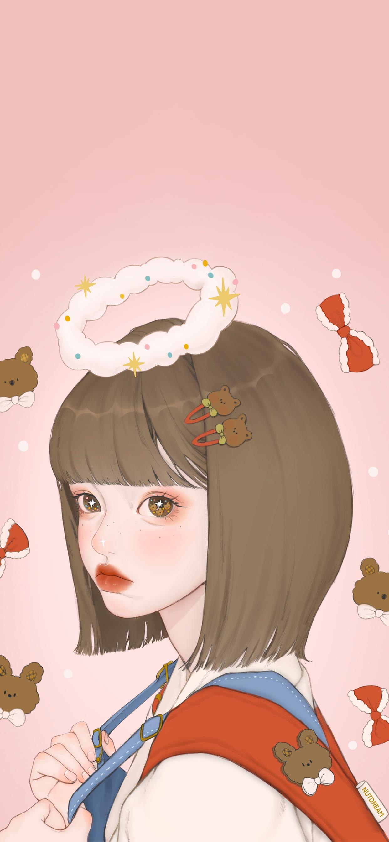 好看的女生壁纸插画图,插画小清新女生壁纸