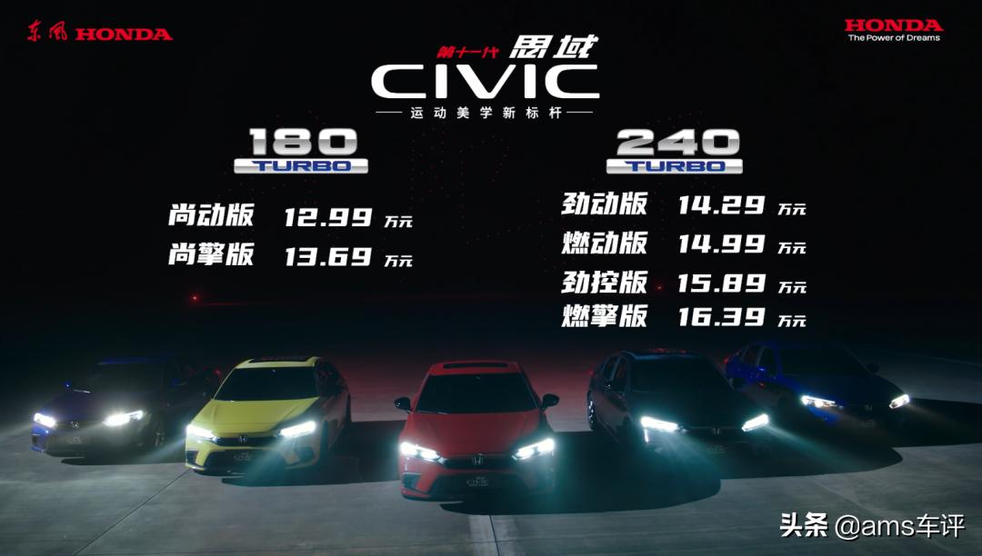 第十代思域1.5t豪华版介绍,12.99万起十一代思域上市即热销