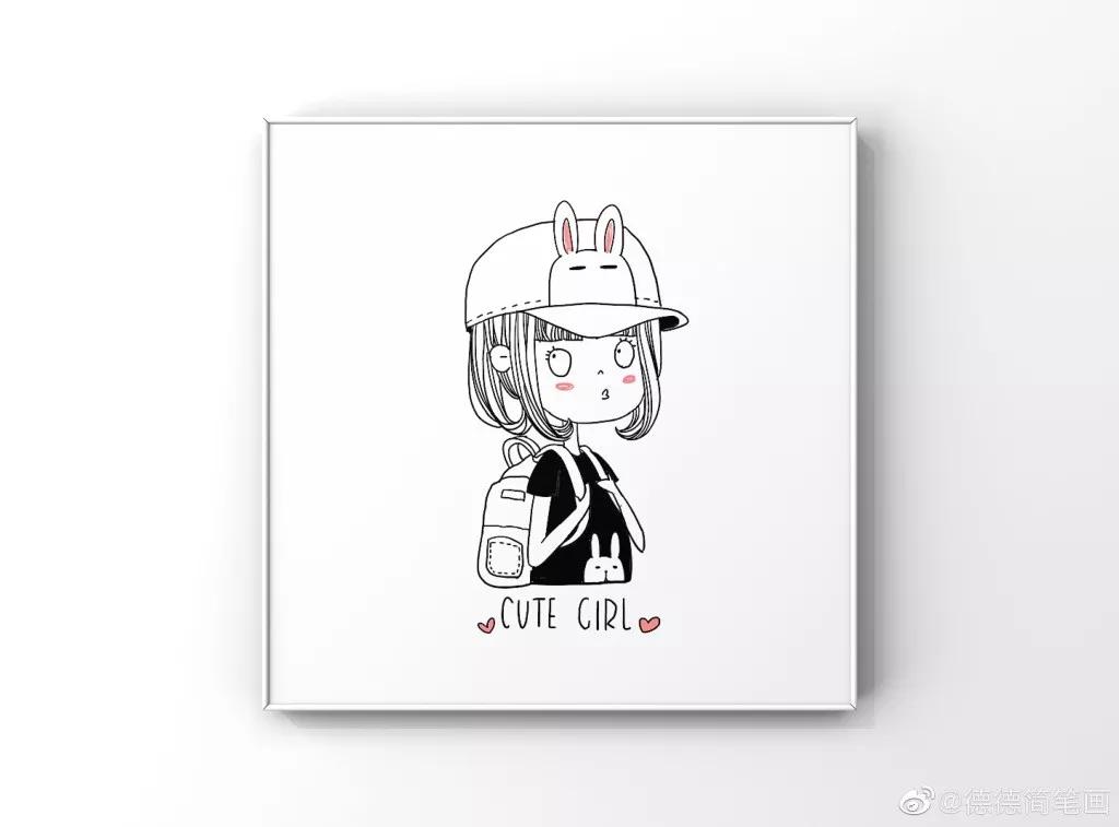 简单清新花卉的简笔画图片大全,唐老鸭简笔画可爱清新小女孩