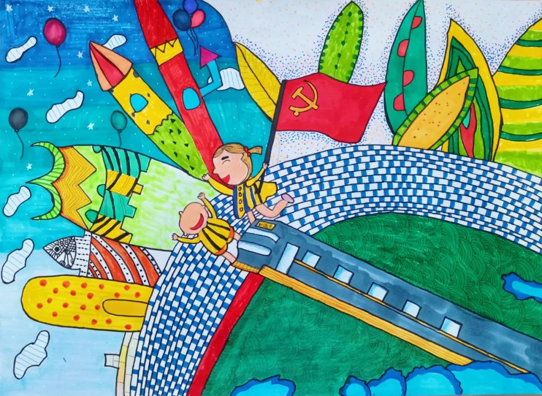 颂党恩赞祖国朗诵,赞党恩颂年华书法绘画作品