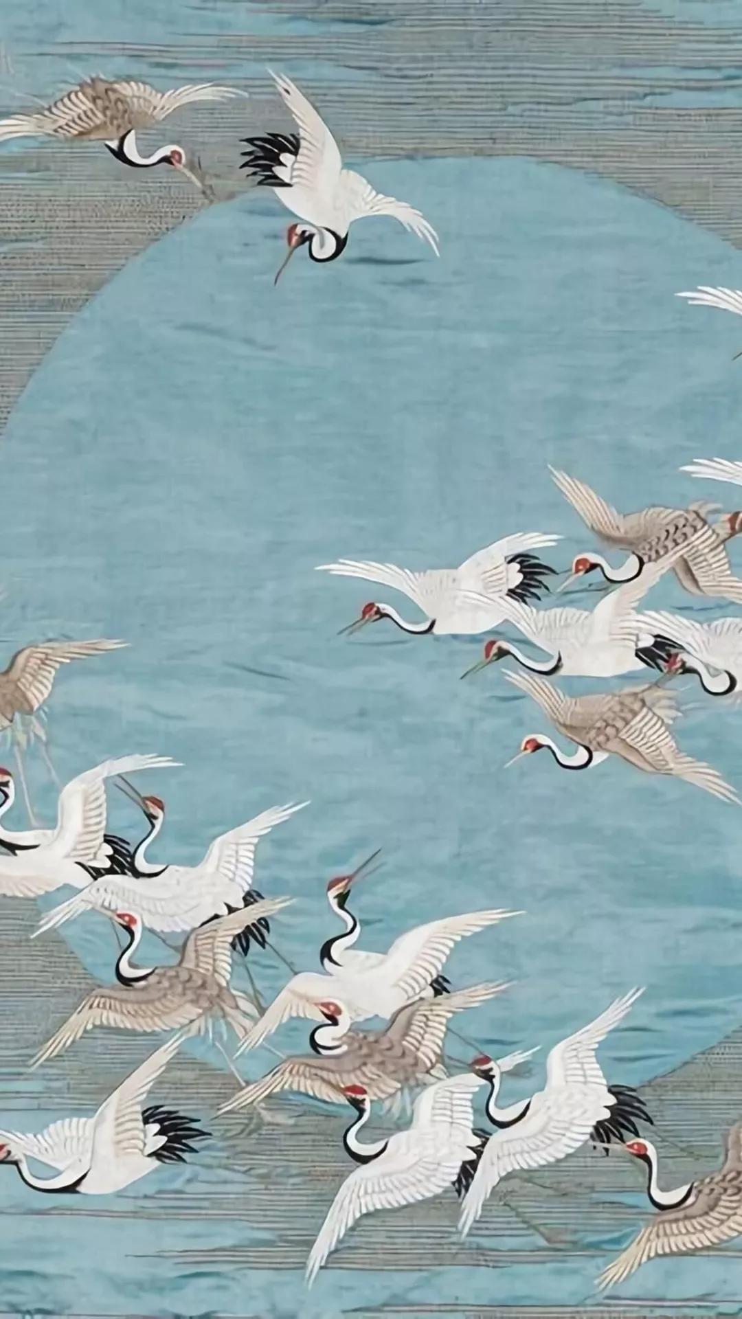 超高清古风仙鹤壁纸,仙鹤图案的中国风壁纸