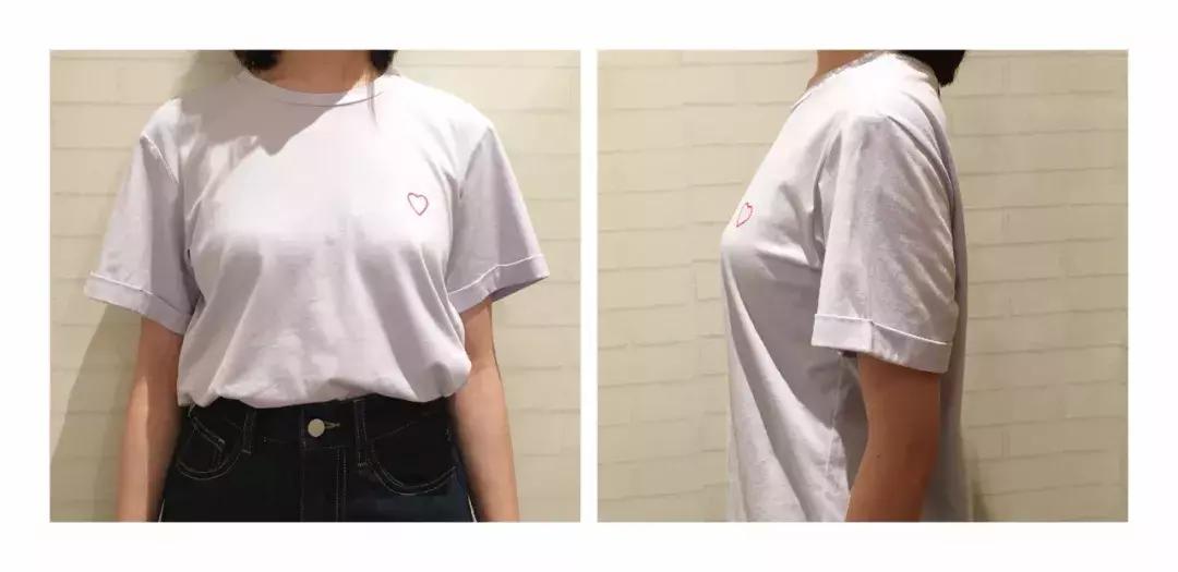 大小胸穿t恤对比,同款衣服平胸和胸大的对比
