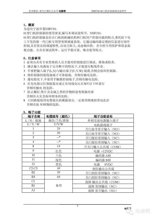 申菱门机变频器参数详解,申菱nsfc01-01a门机参数