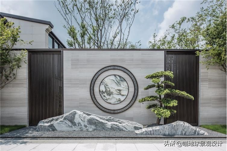 景墙圆形造型价格,简洁欧式庭院景观墙设计