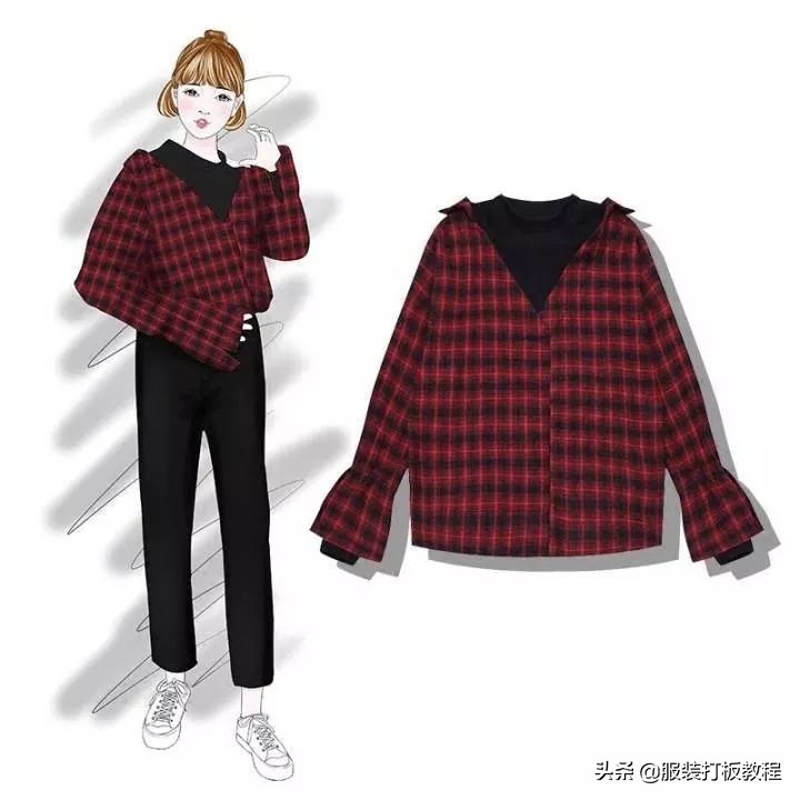 时尚穿搭手绘服装设计,纯手绘服装搭配设计稿