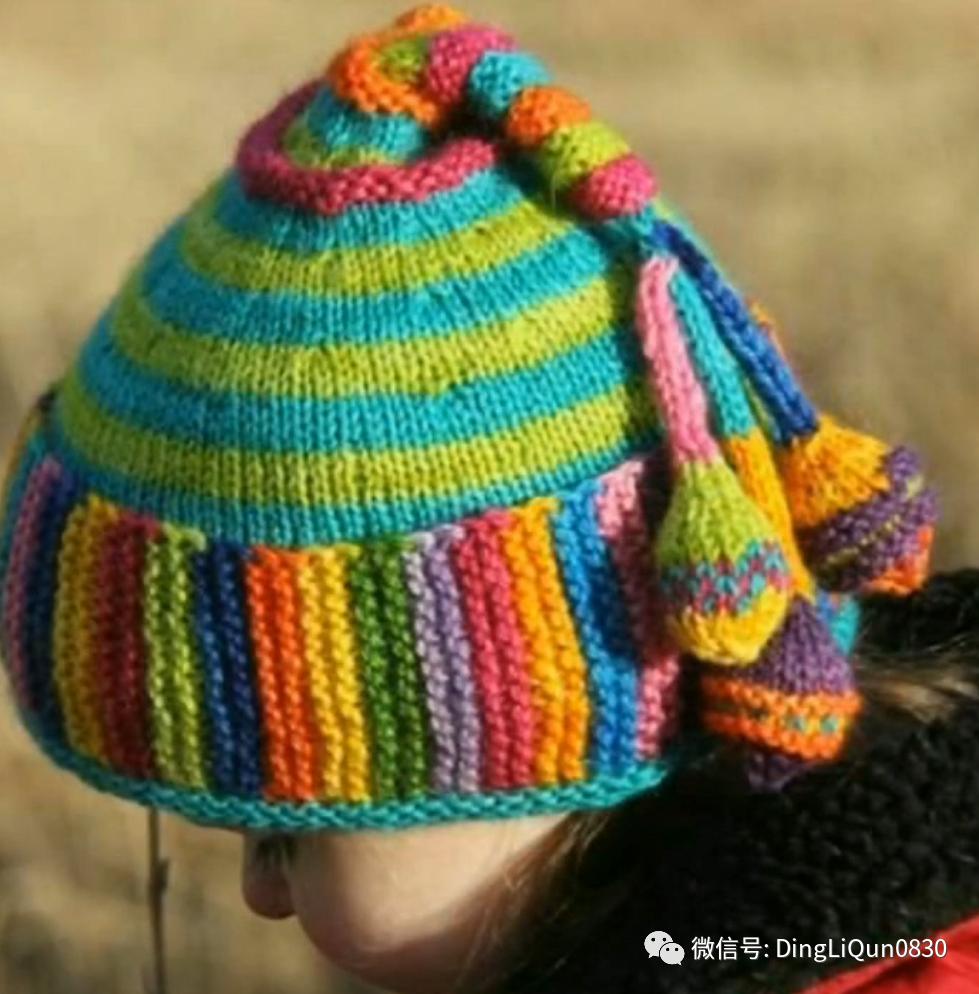 拼色帽子花样钩织教程冰丝线,双色线搭配的帽子钩织教程
