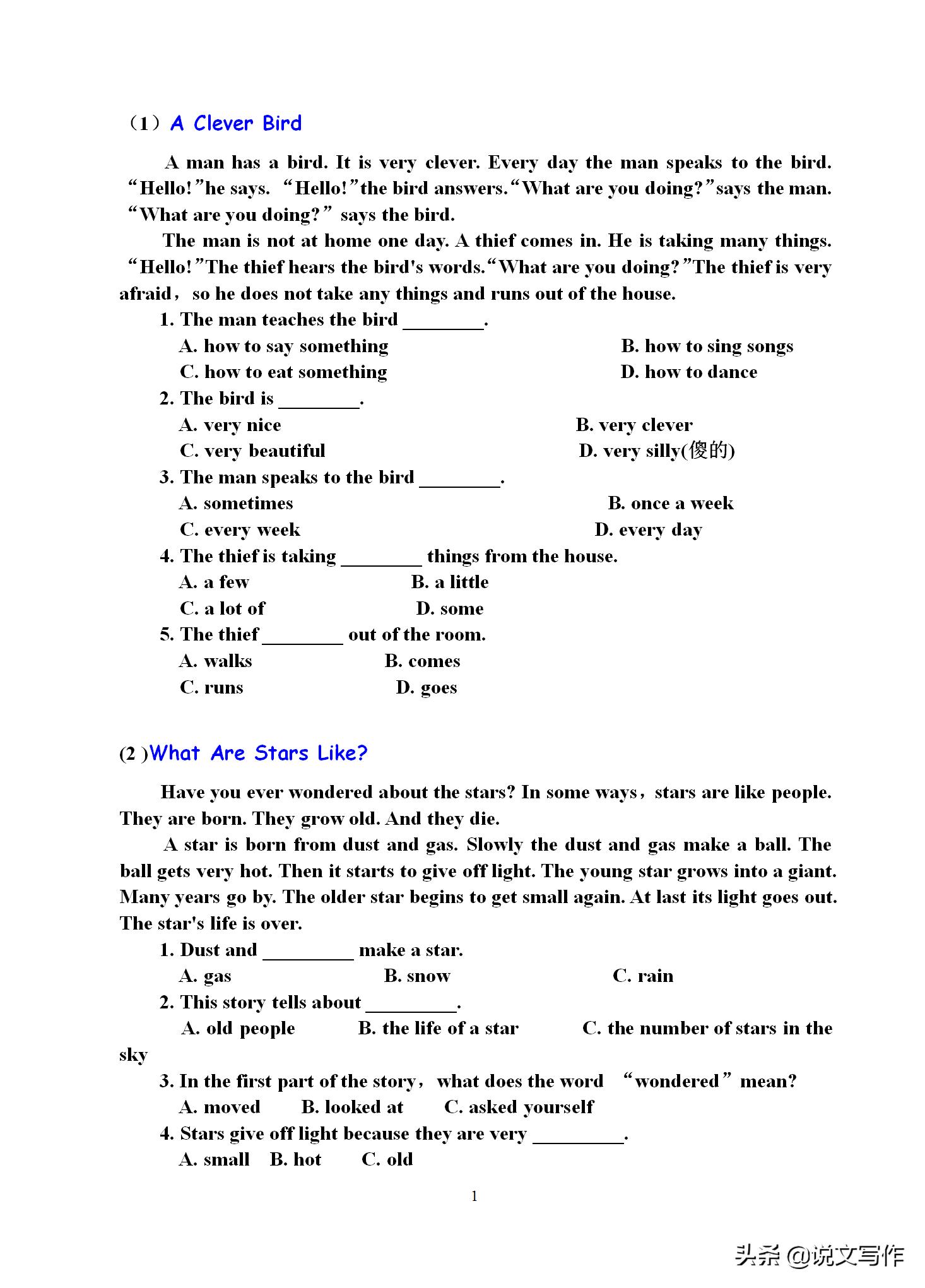 初中英语阅读理解100篇免费有翻译,一本英语阅读理解150篇答案2020