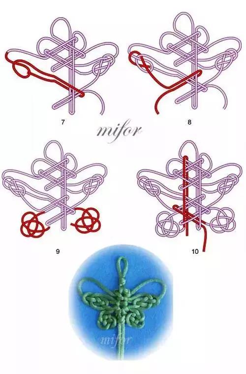 小学生中国结的编法图解,中国结蝴蝶挂件的编法图解